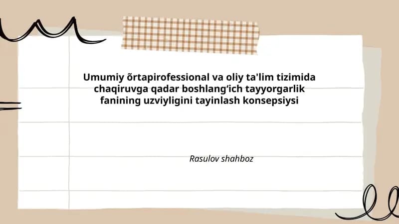 Konsepsiyaning nazariy-asoslari va uzviylik tushunchasi