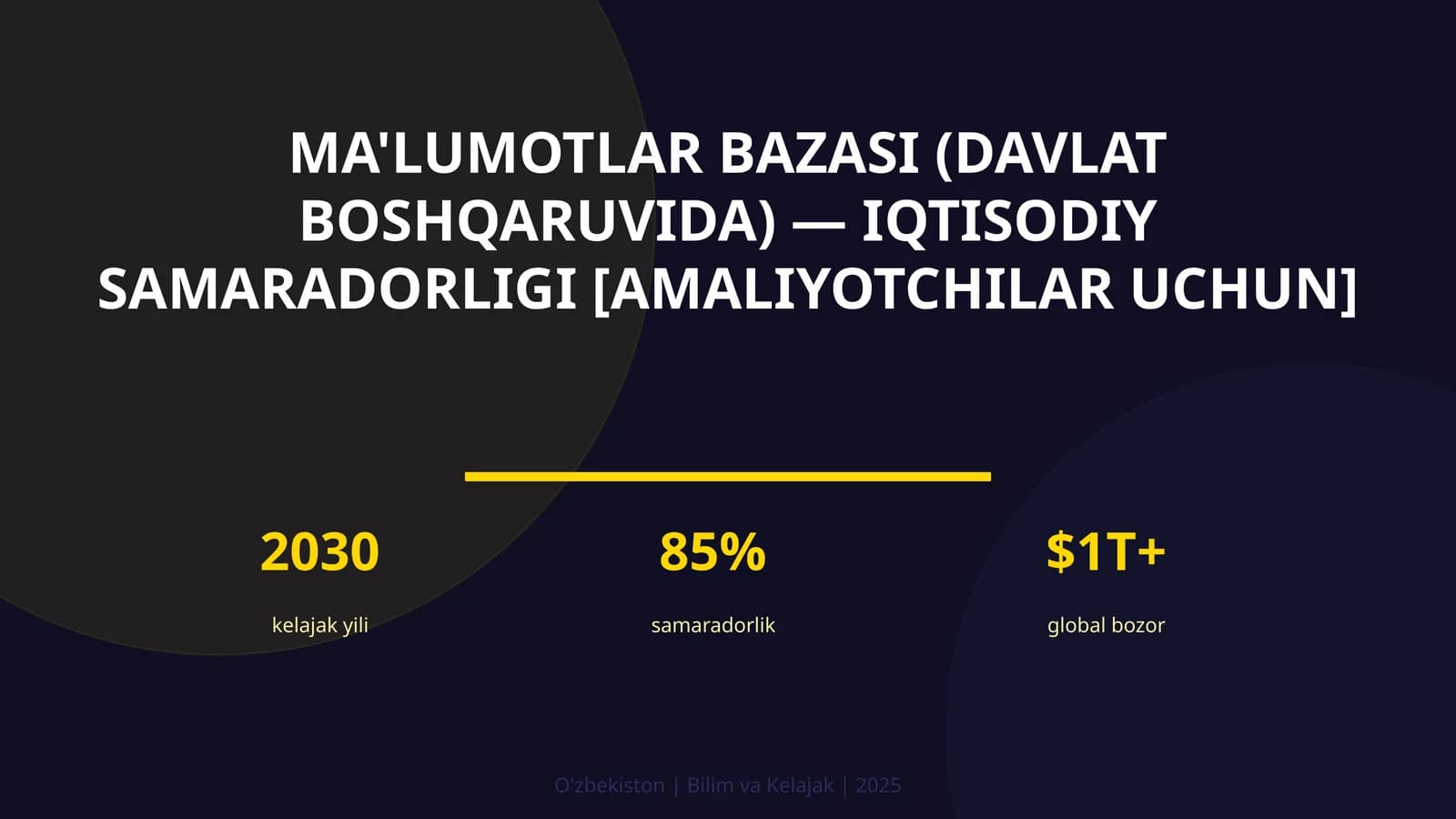Ma'lumotlar bazasi (davlat boshqaruvida) — iqtisodiy samaradorligi [amaliyotchilar uchun]