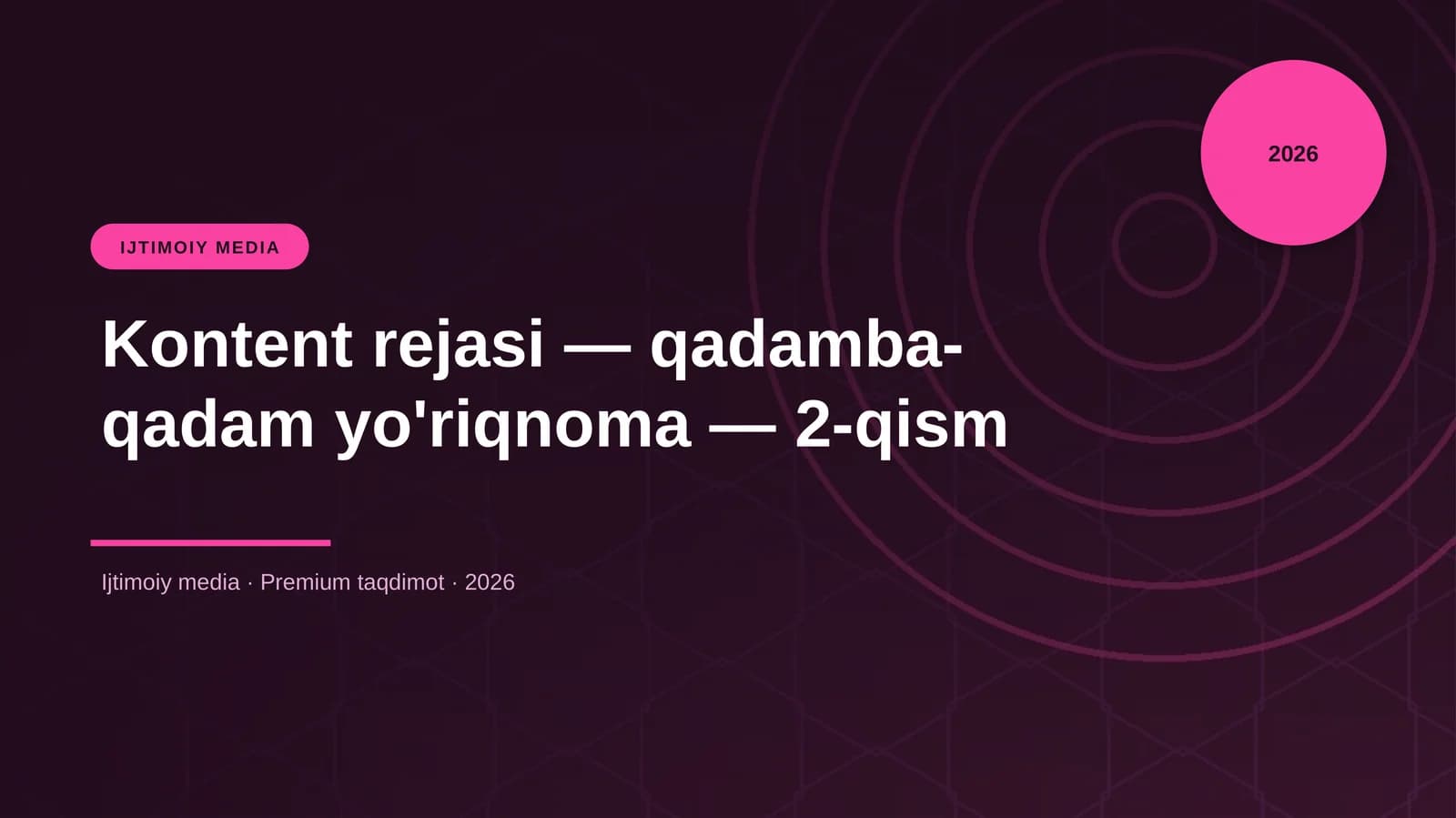 Kontent rejasi — qadamba-qadam yo'riqnoma — 2-qism