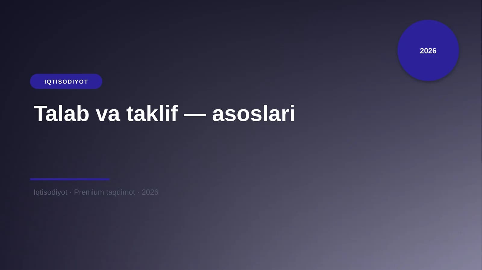 Talab va taklif — asoslari