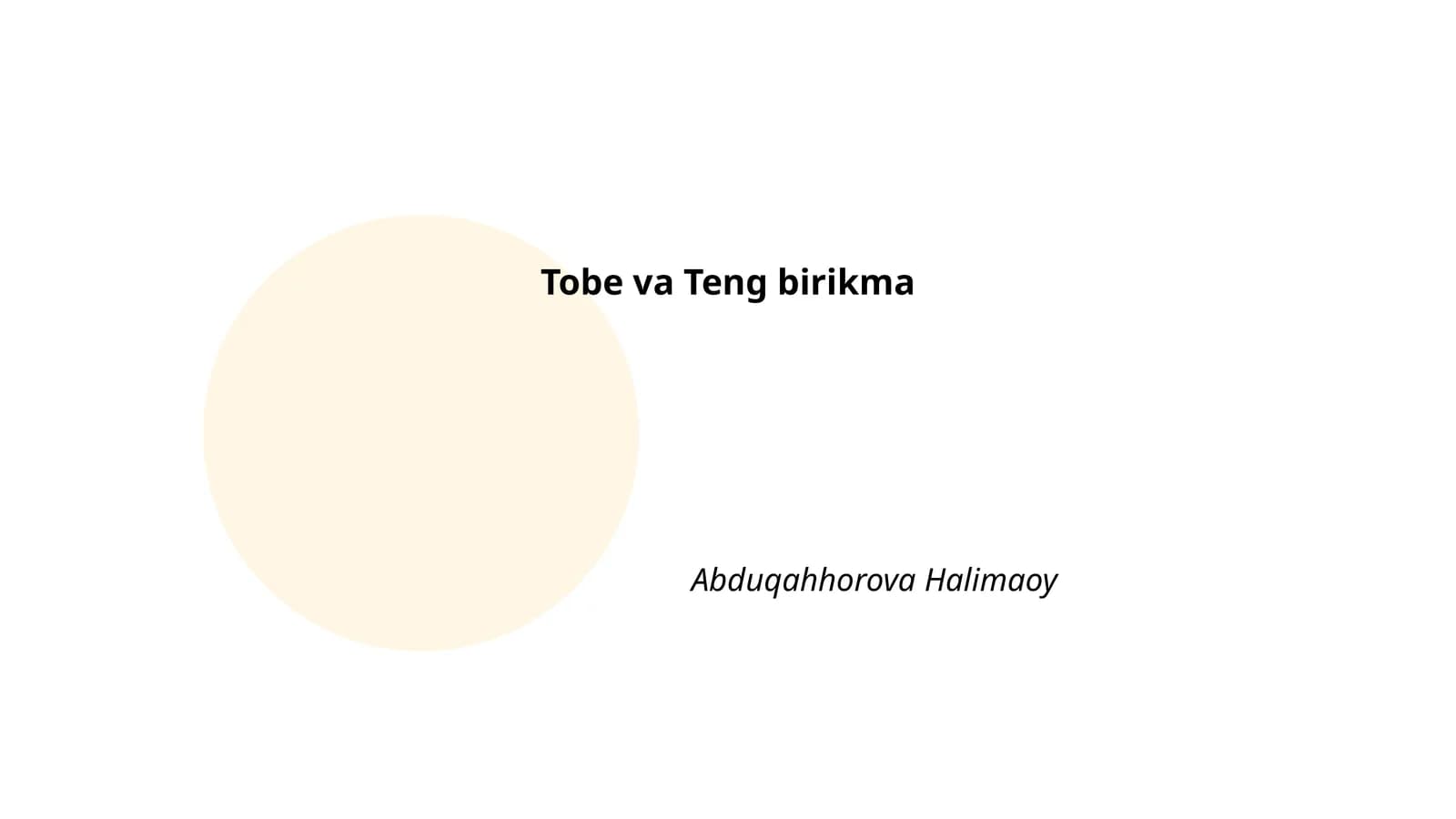 To‘be va Teng birikma