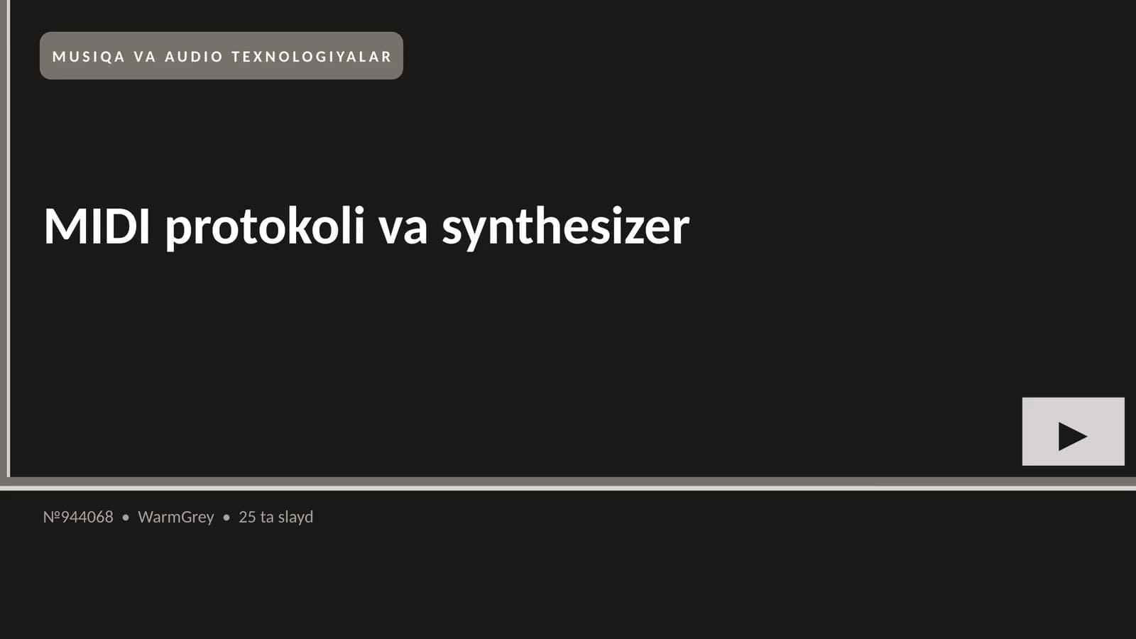 MUSIQA VA AUDIO TEXNOLOGIYALAR