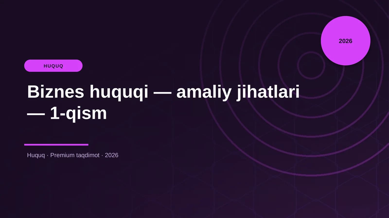 Biznes huquqi — amaliy jihatlari — 1-qism