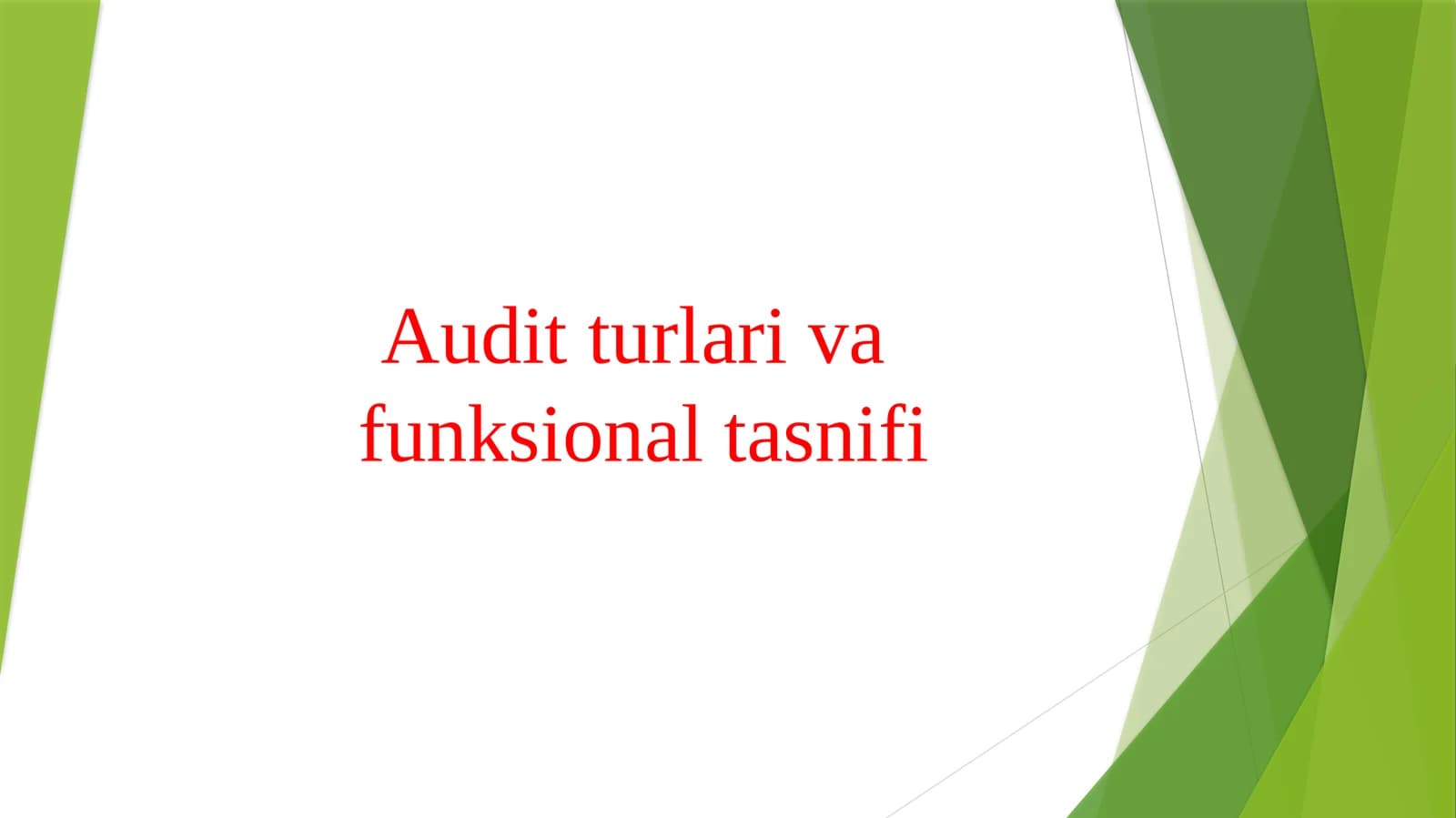 Audit turlari va funksional tasnifi