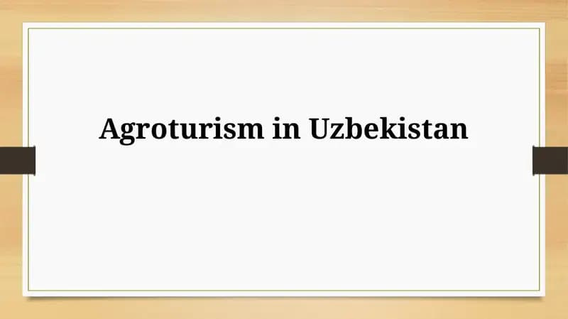 Agroturism in Uzbekistan
