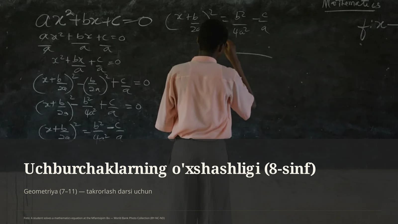 Uchburchaklarning o'xshashligi (8-sinf)