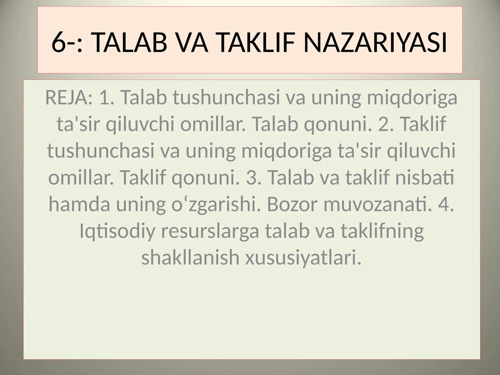 TALAB VA TAKLIF NAZARIYASI