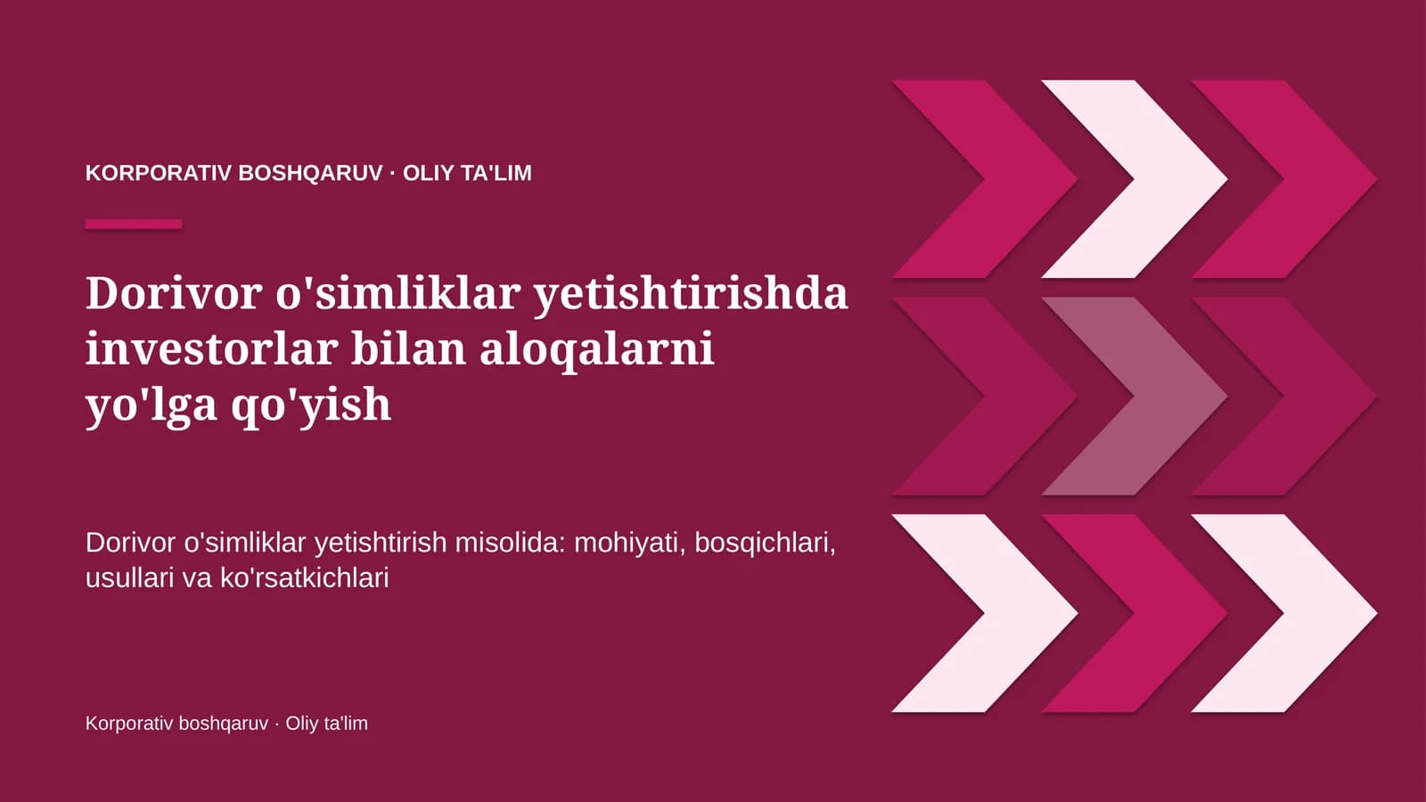 Dorivor o'simliklar yetishtirishda investorlar bilan aloqalarni yo'lga qo'yish