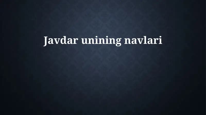 Javdar unining navlari