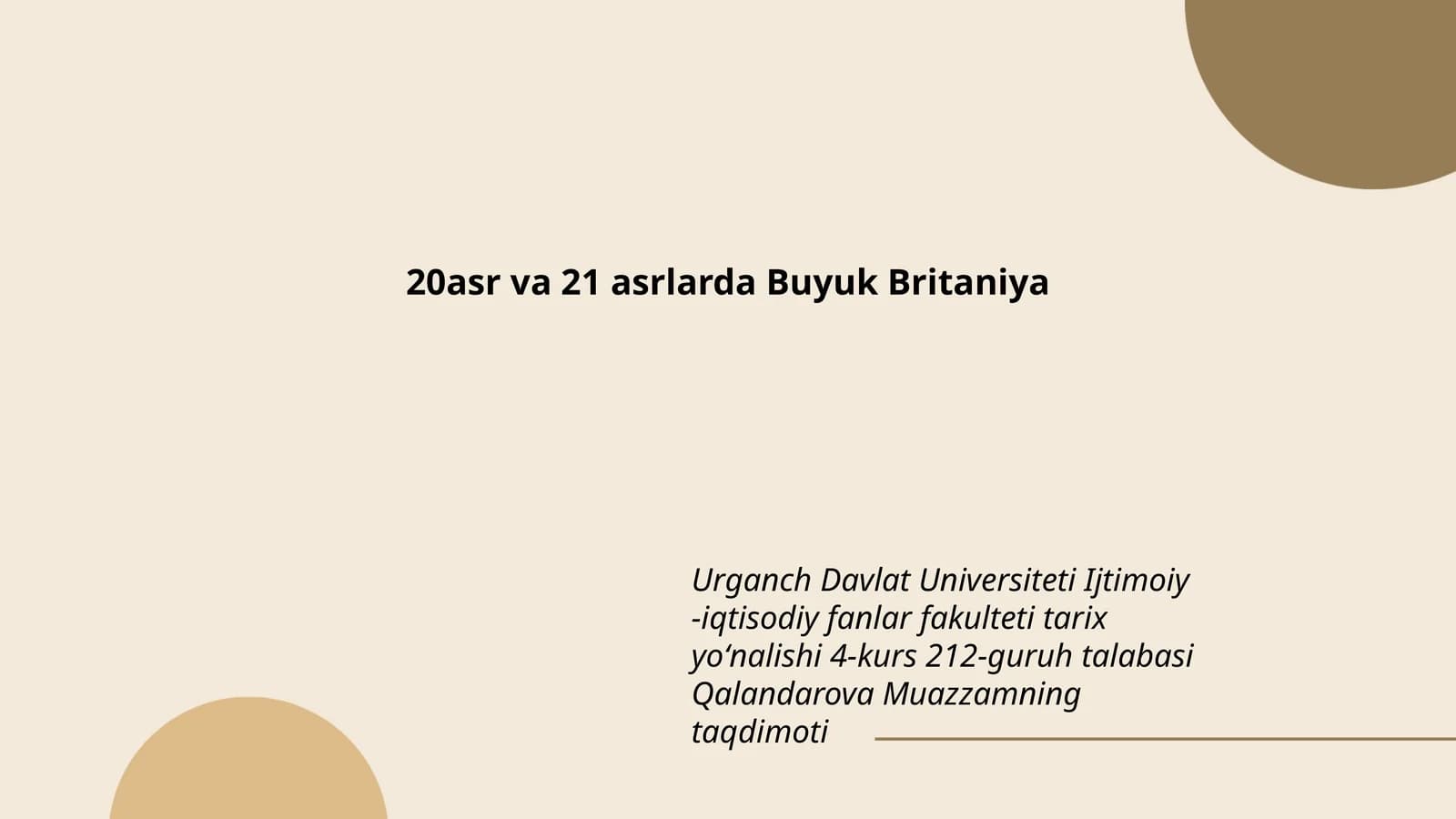 Qalandarova Muazzamning taqdimoti