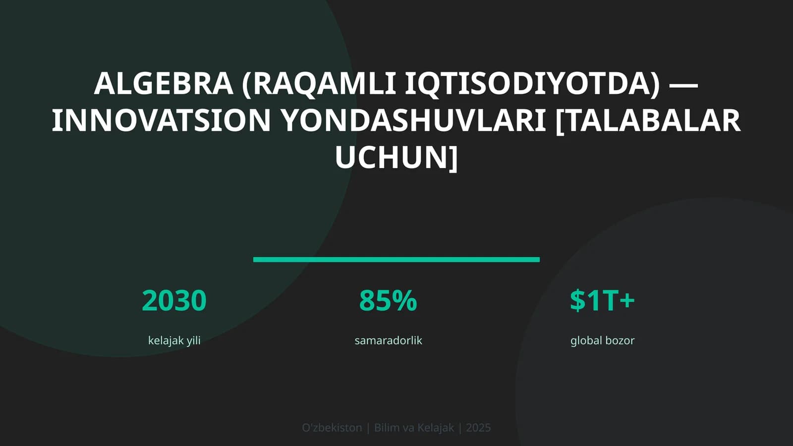 Algebra (raqamli iqtisodiyotda) — innovatsion yondashuvlari [talabalar uchun]