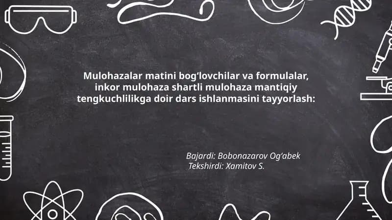 Mulohazalar matini bogʻlovchilar va formulalar