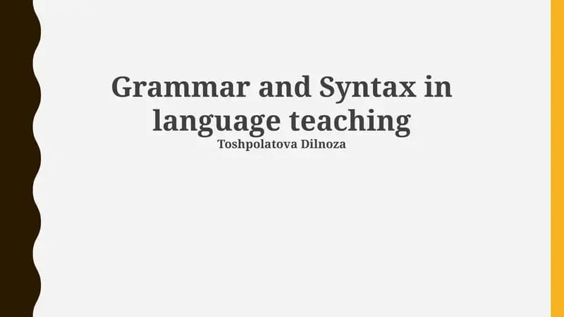 Grammar and Syntax in language teaching