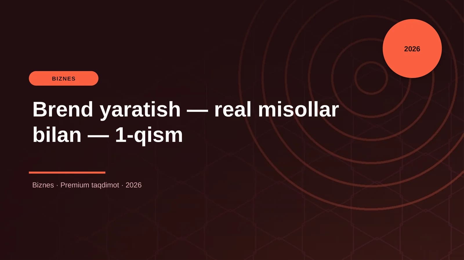 Brend yaratish — real misollar bilan — 1-qism