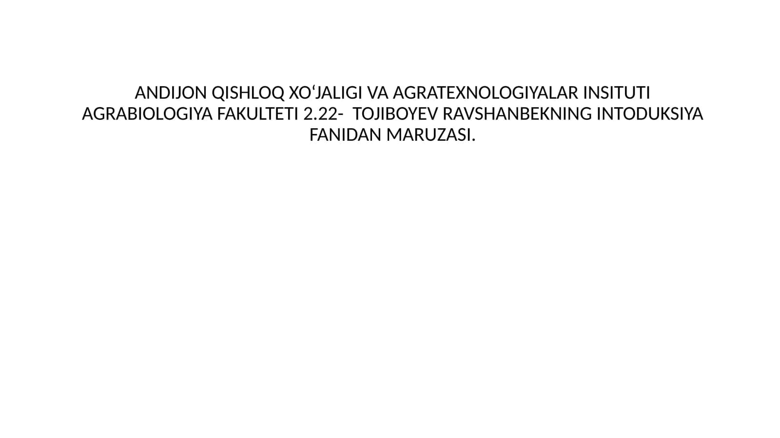 Introduktsiya fanidan maruza