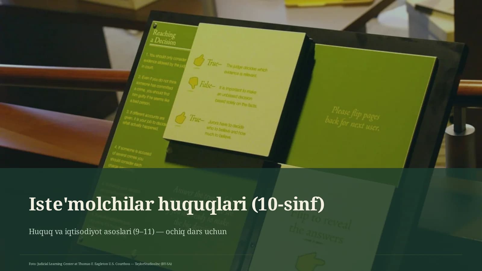 Huquq va iqtisodiyot asoslari (9–11) — ochiq dars uchun