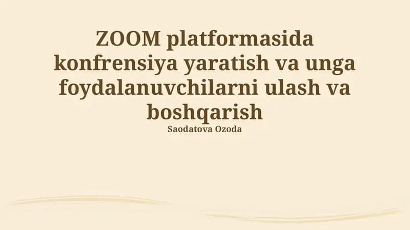 Konferensiya Yaratish va Boshqarish