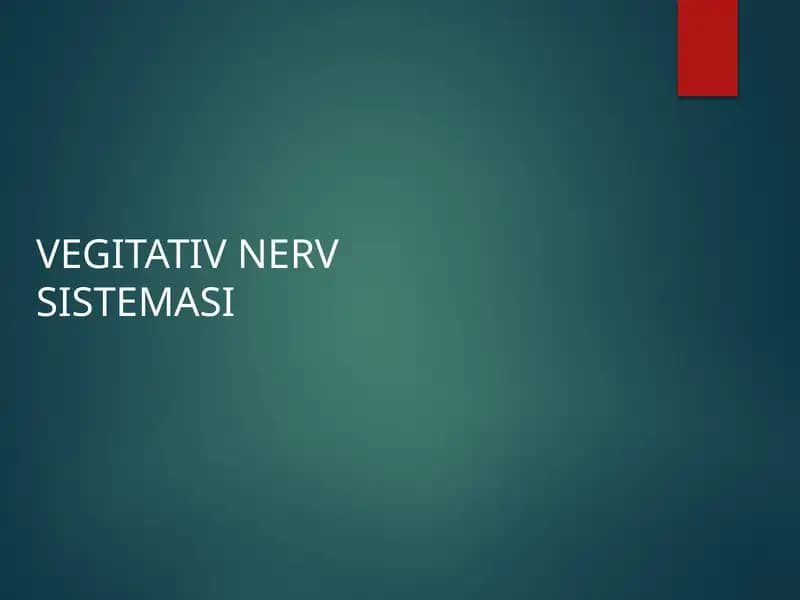 VEGITATIV NERV SISTEMASI