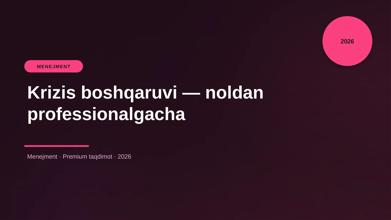 Krizis boshqaruvi — noldan professionalgacha