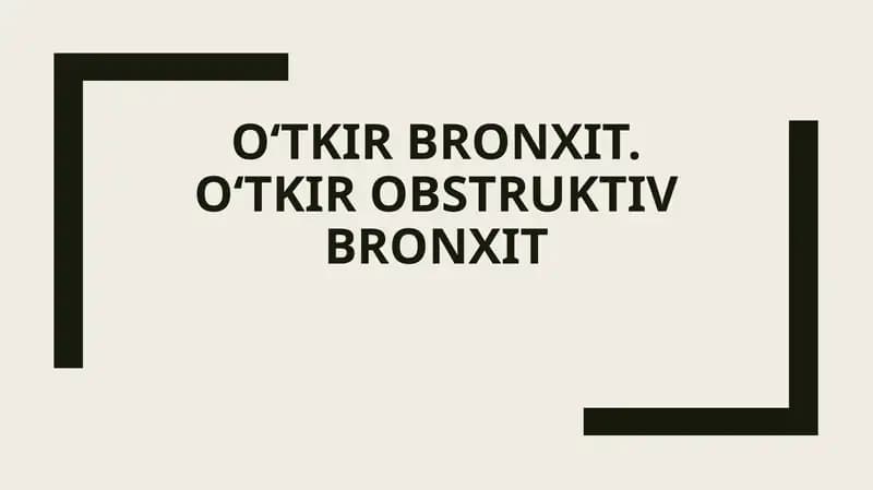 O‘tkir bronxit