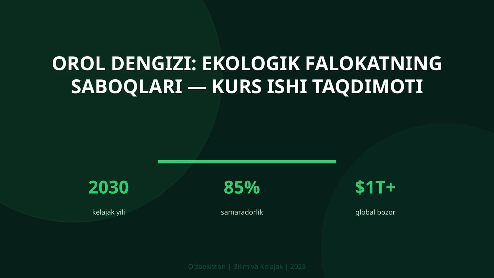 Orol dengizi: Ekologik falokatning saboqlari — kurs ishi taqdimoti