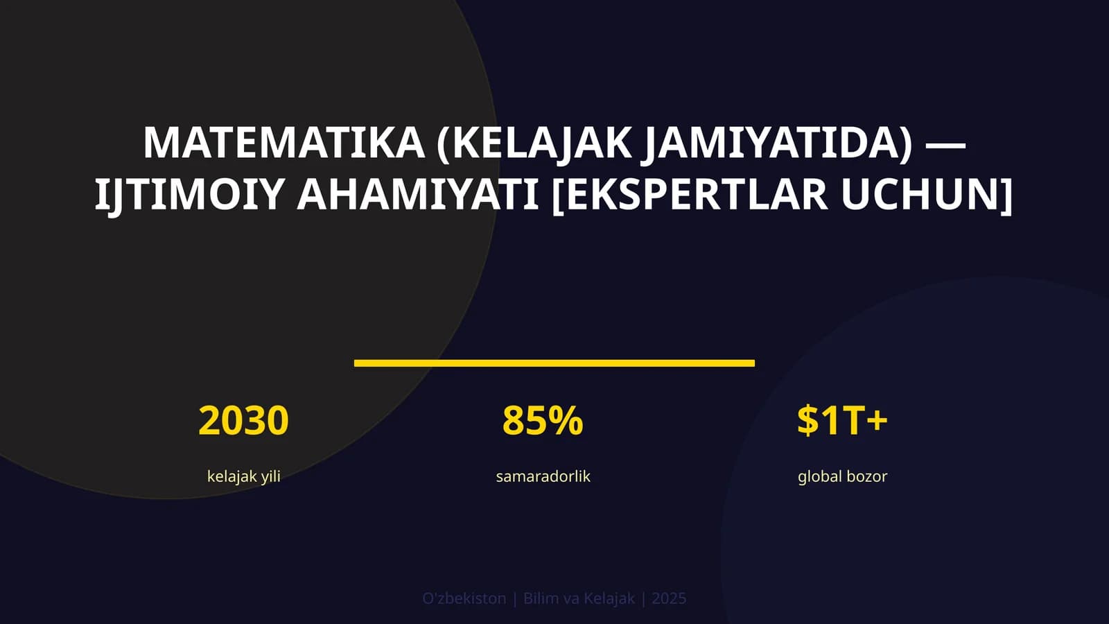 MATEMATIKA (KELAJAK JAMIYATIDA) — IJTIMOIY AHAMIYATI [EKSPERTLAR UCHUN]