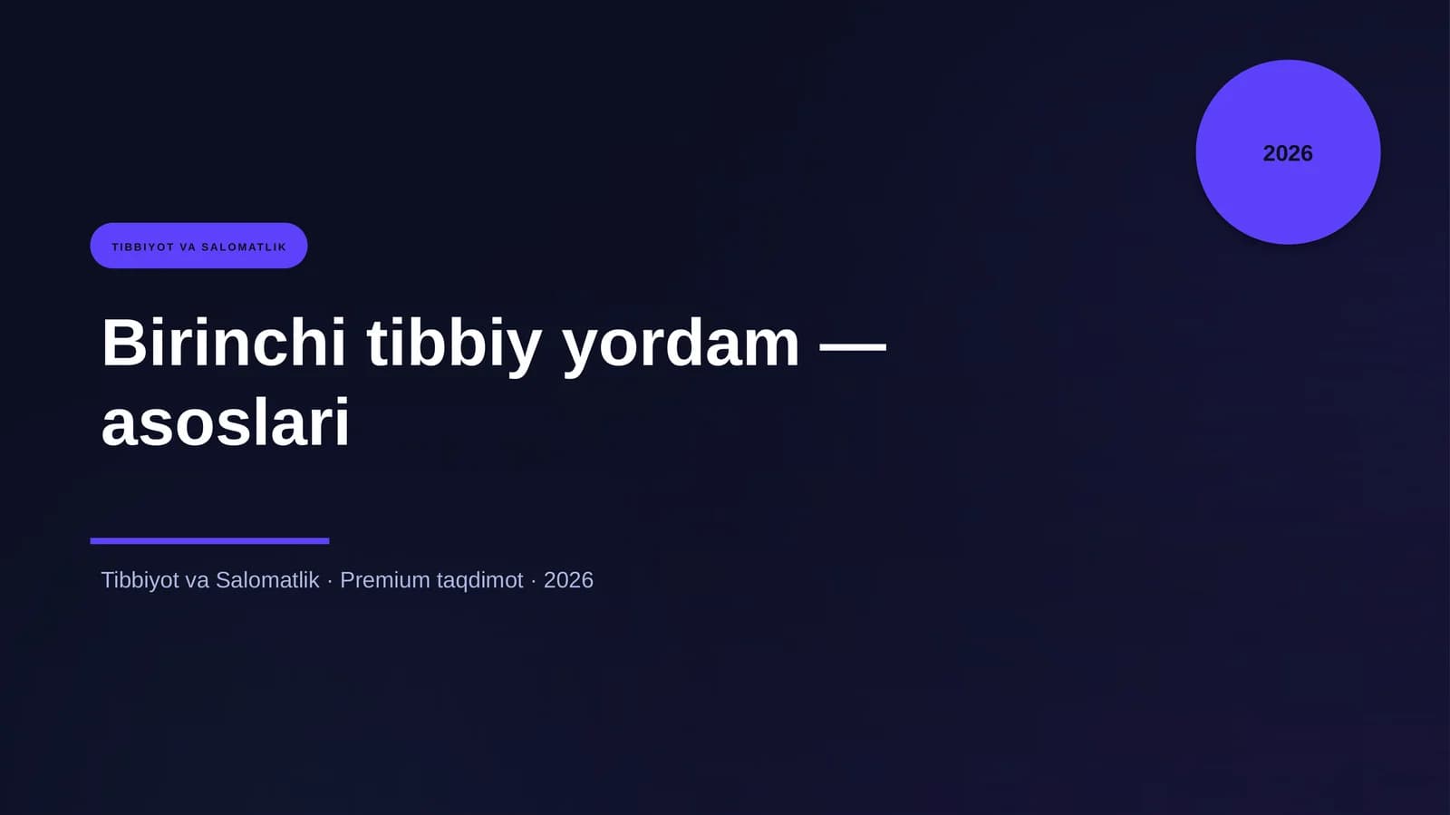 Birinchi tibbiy yordam — asoslari