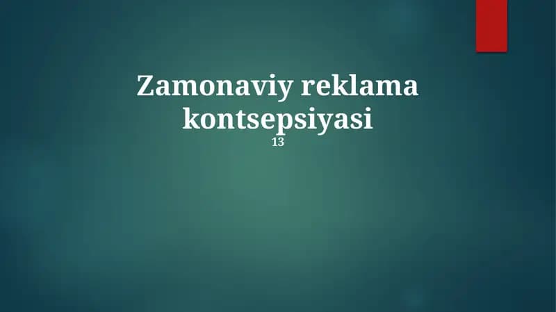 Zamonaviy reklama kontsepsiyasi