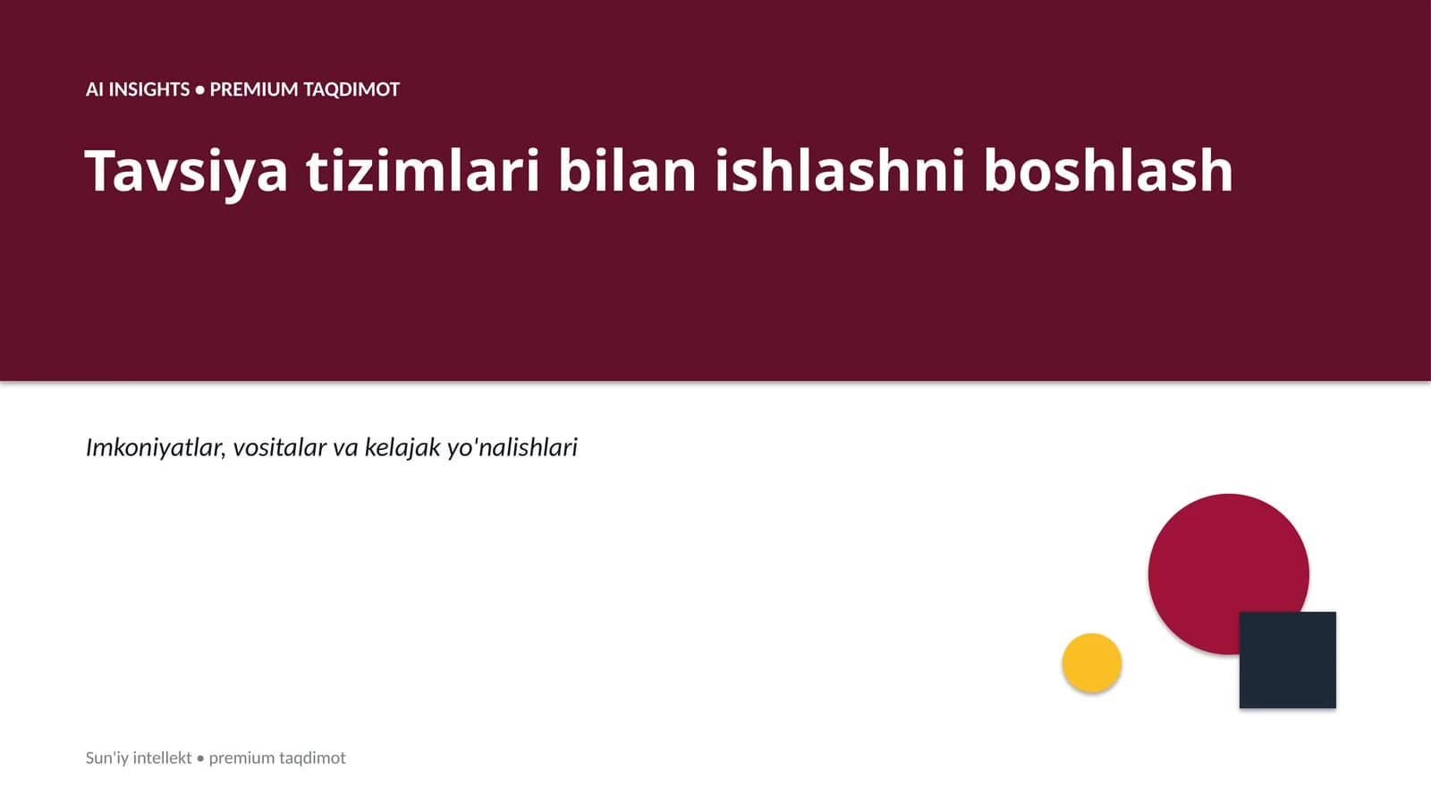 Tavsiya tizimlari bilan ishlashni boshlash