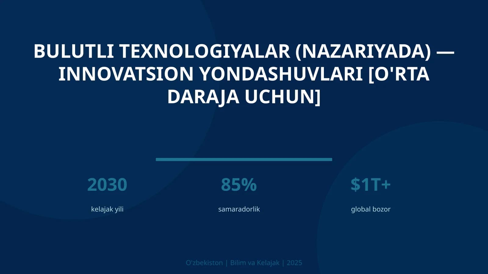 Bulutli texnologiyalar (nazariyada) — innovatsion yondashuvlari [o'rta daraja uchun]
