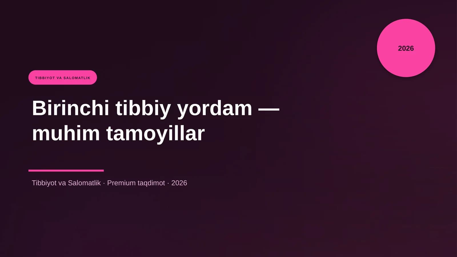 Birinchi tibbiy yordam — muhim tamoyillar