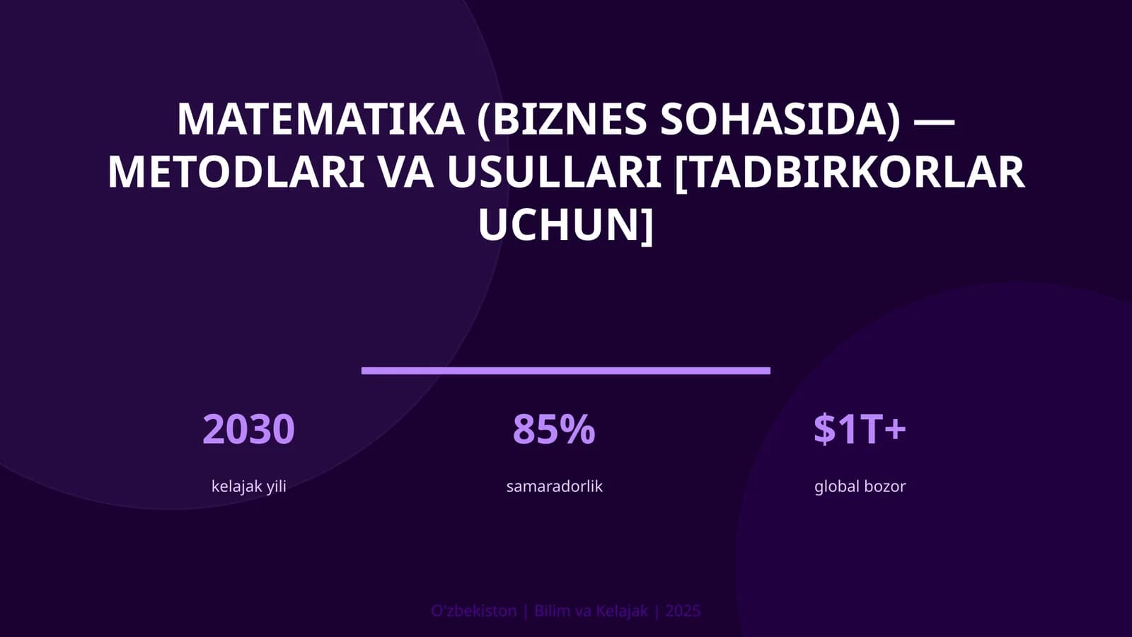 Matematika (biznes sohasida) — metodlari va usullari [tadbirkorlar uchun]