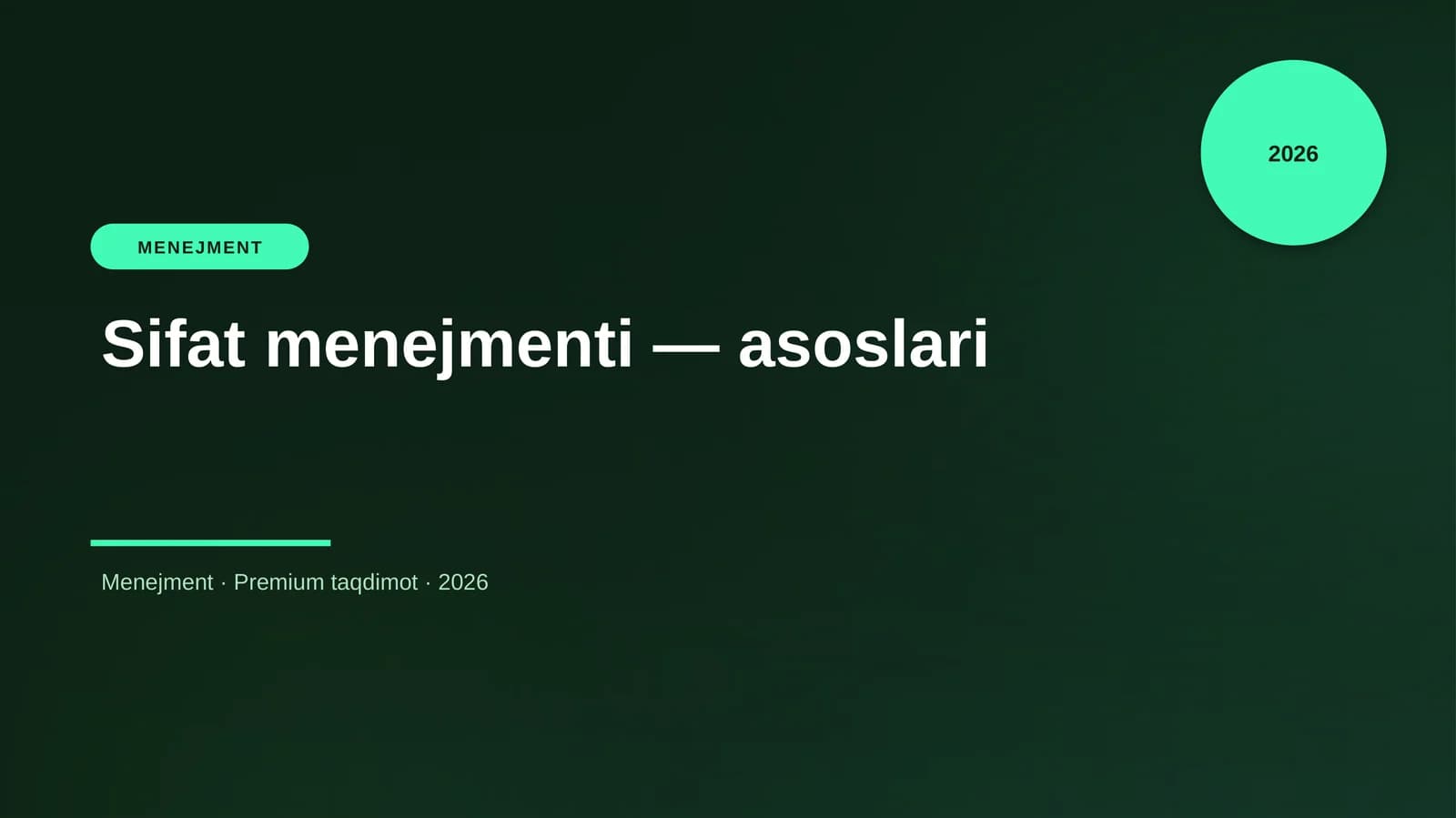 Sifat Menejmenti - Asoslari