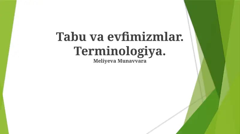 Tabu va evfimizmlar. Terminologiya