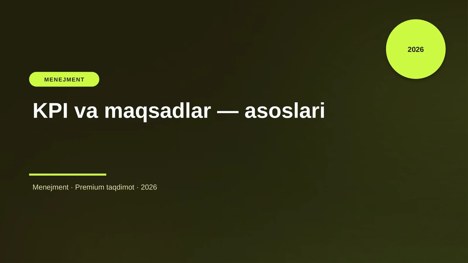 KPI va maqsadlar — asoslari