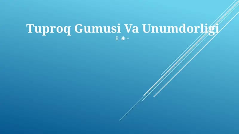 Tuproq Gumusi Va Unumdorligi