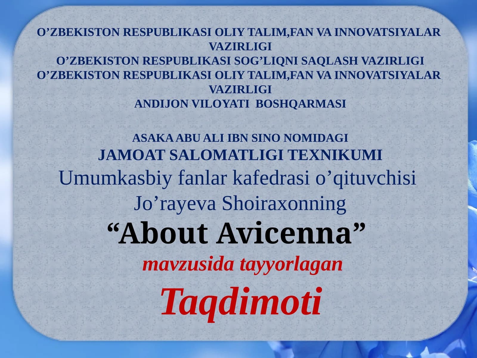 About Avicenna