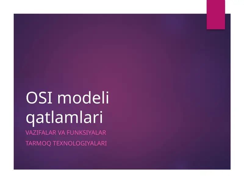 OSI modeli qatlamlari