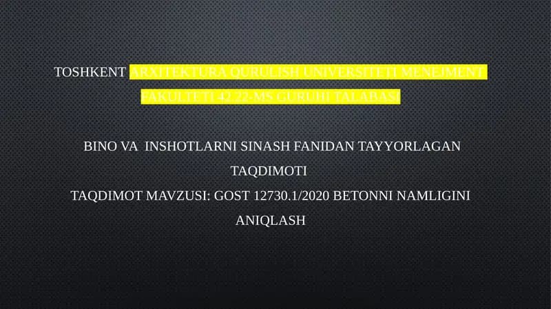 Beton namligini aniqlash