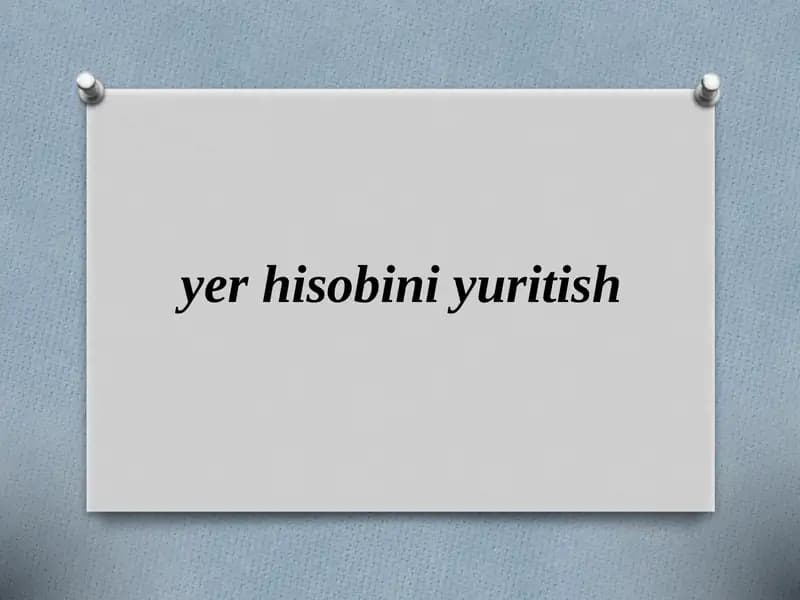 Yer Hisobini Yuritish