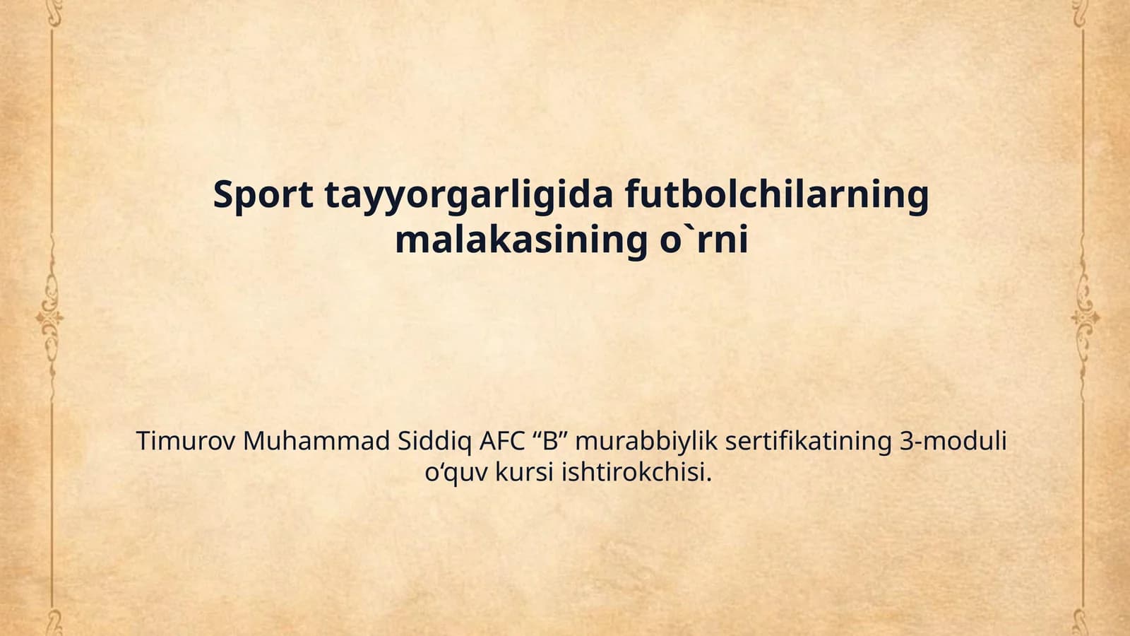 Sport tayyorgarligida futbolchilarning malakasining o`rni