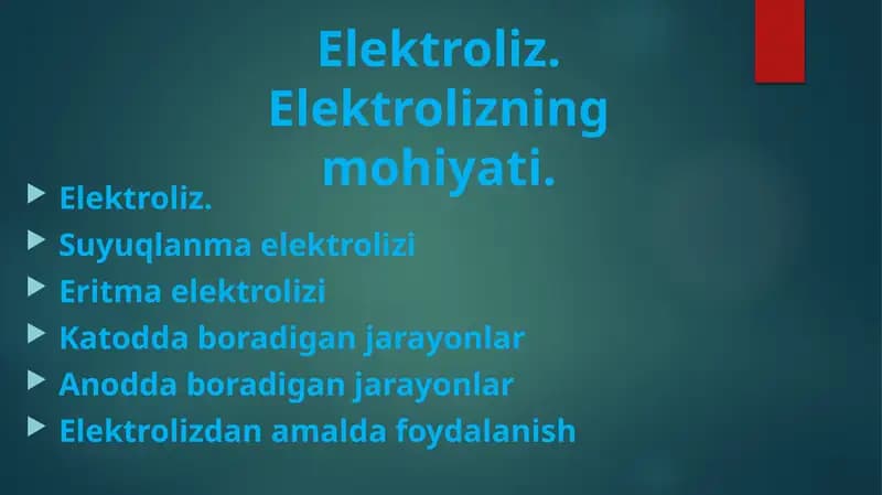 Elektrolizningmohiyati