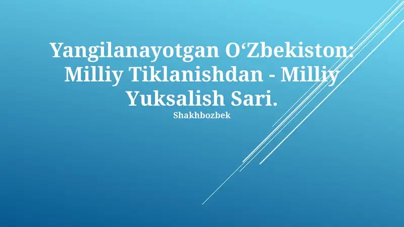 O‘zbekistonning Milliy Tiklanishi