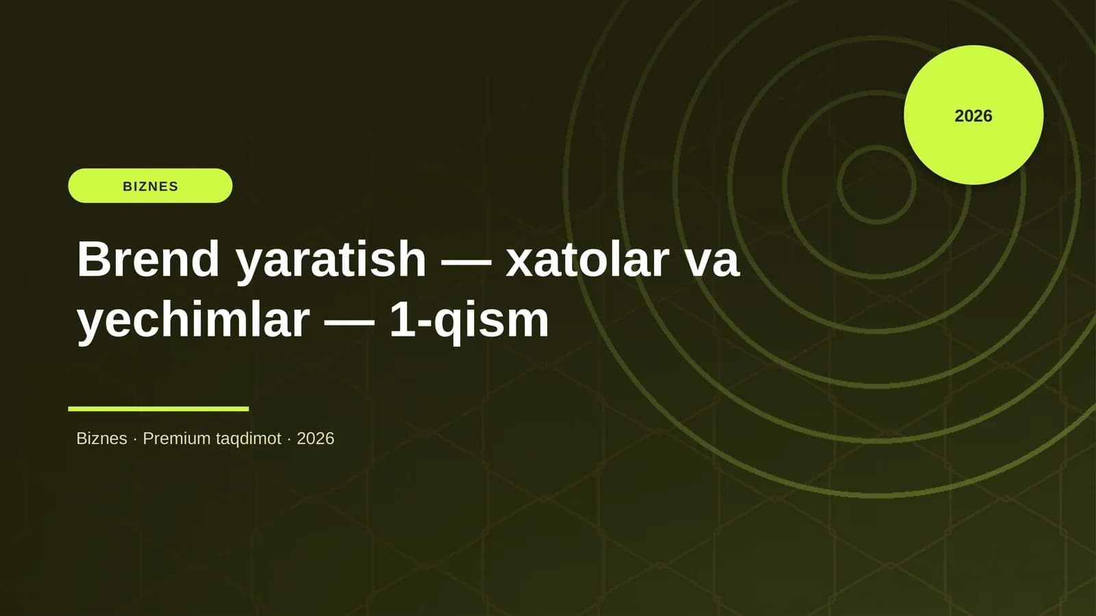 Brend yaratish — xatolar va yechimlar — 1-qism