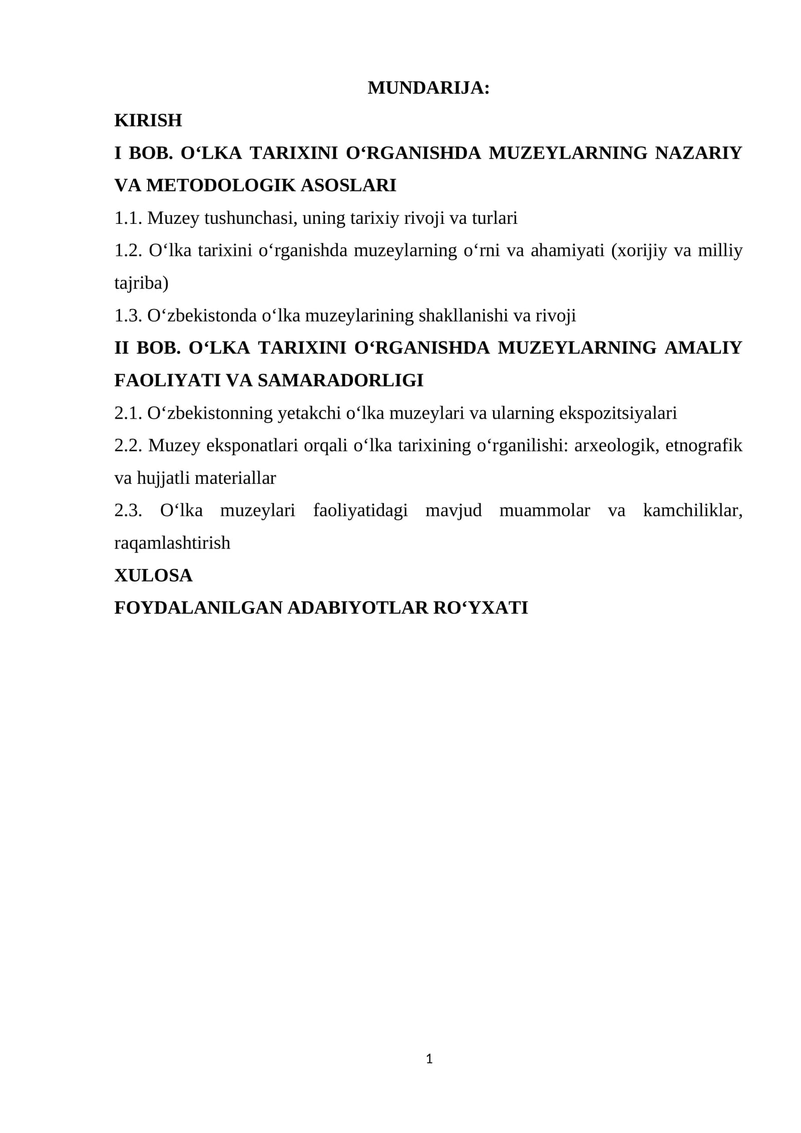 O‘lka tarixini o‘rganishda muzeylarning amaliy faoliyati va samaradorligi
