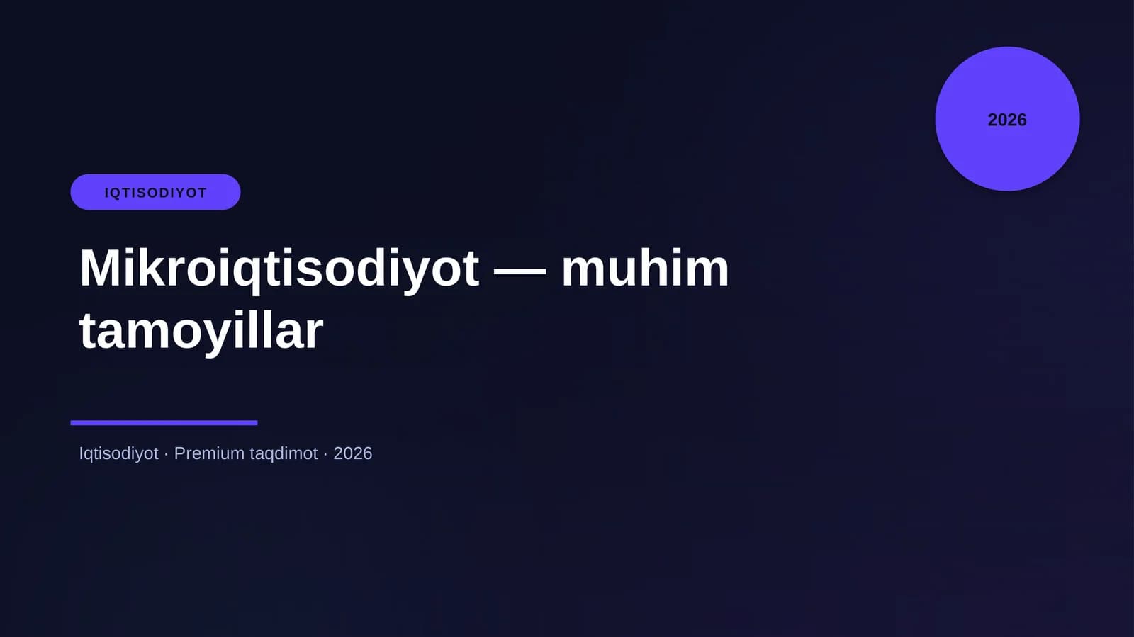 Mikroiqtisodiyot — muhim tamoyillar