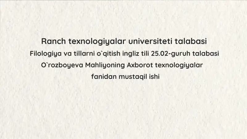 Axborot texnologiyalari