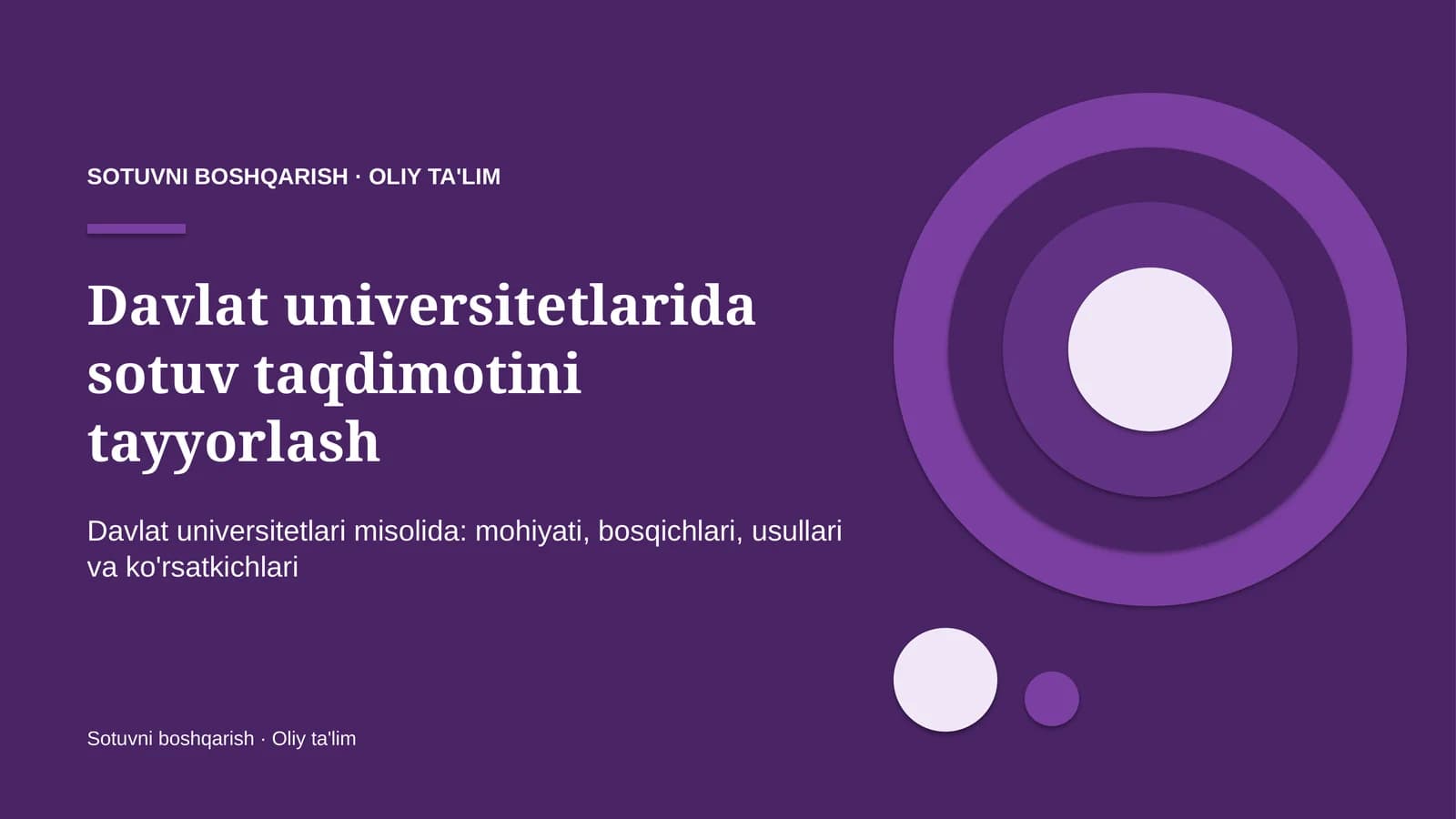Davlat universitetlarida sotuv taqdimotini tayyorlash