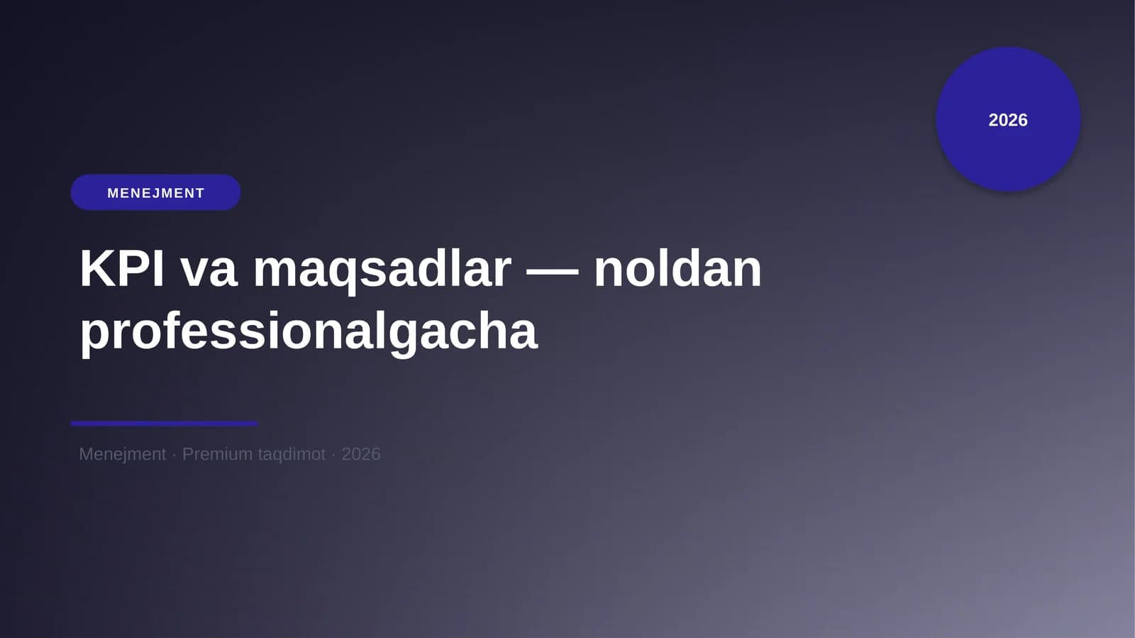 KPI va maqsadlar — noldan professionalgacha