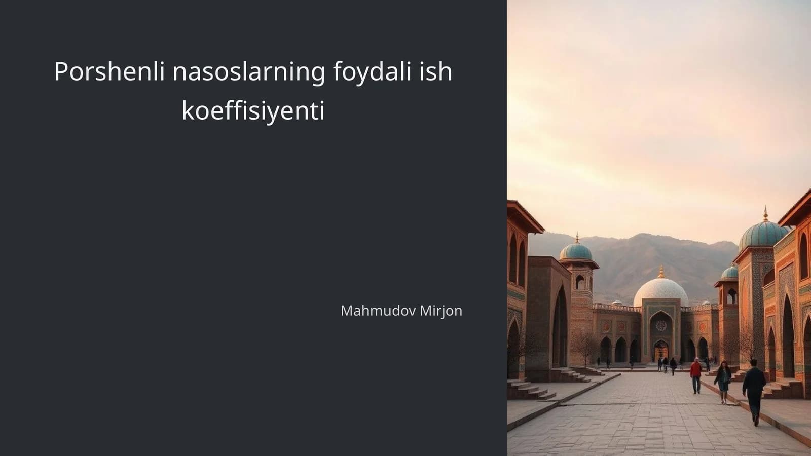 Porshenli nasoslarning foydali ish koeffisiyenti